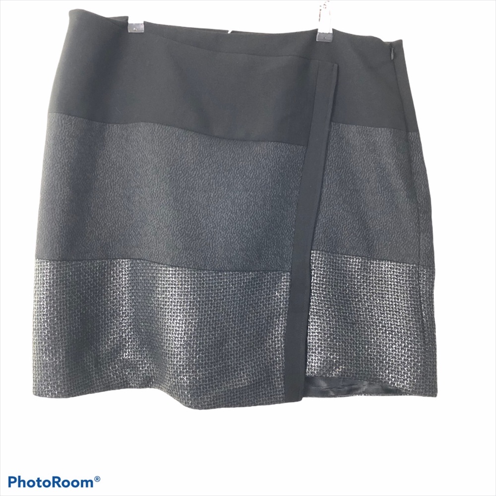 WHBM Black Mixed Media Skirt
